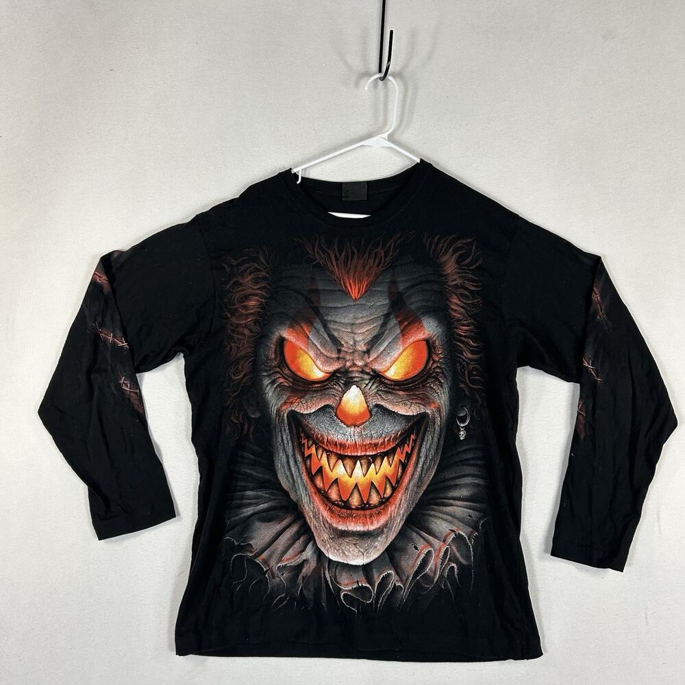 Spiral Direct Graphic Shirt Men’s Large Double Sided Clown Flame Biker Tee Y2K